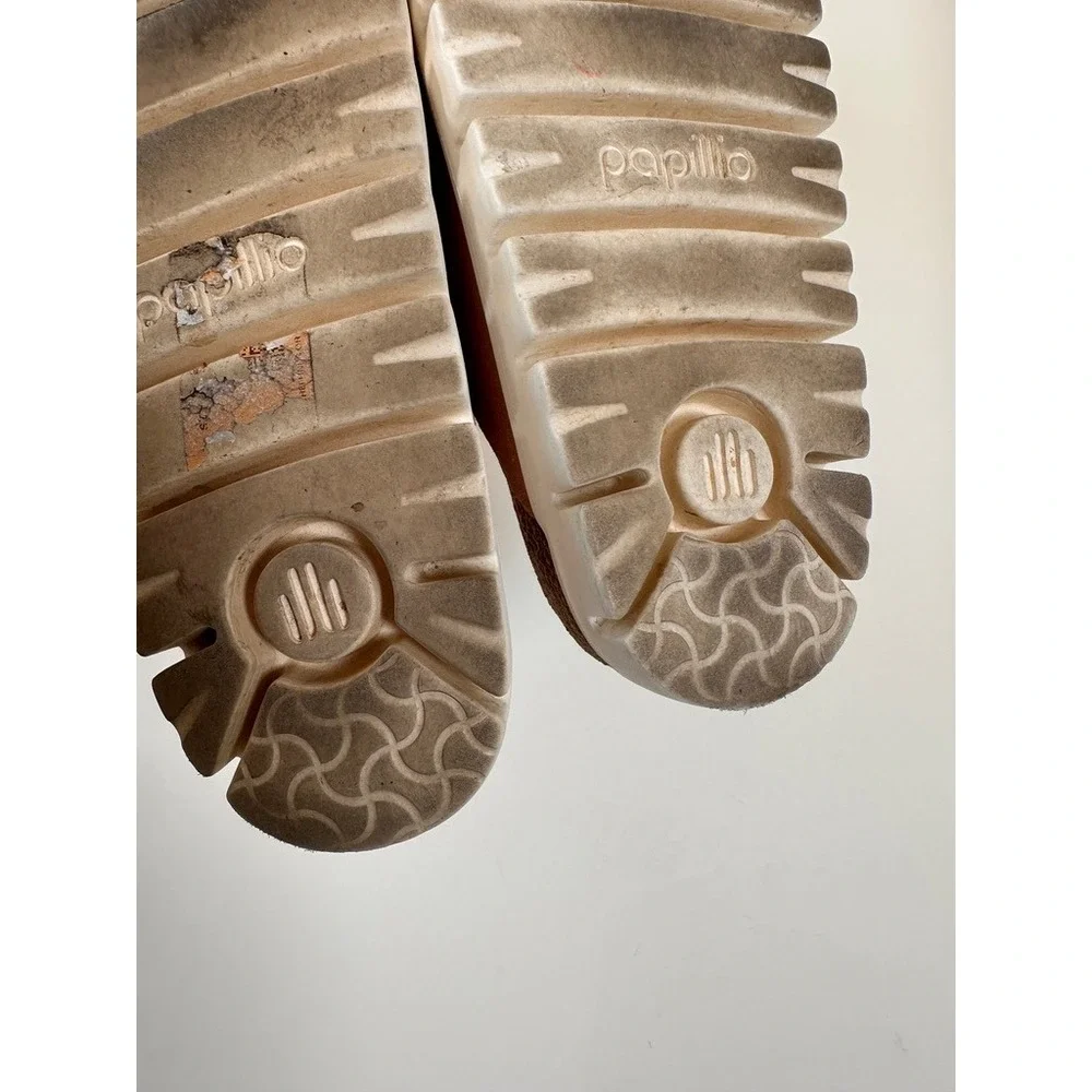 Papillio Birkenstock Arizona Sandals Women 38 Pink Suede Platform Lug Sole Slide